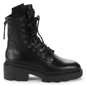 $400 ASH Maddox Platform Moto Boots BLACK LEATHER LACE COMBAT  36 (TB28)